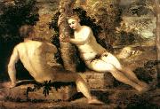TINTORETTO, Jacopo Adam and Eve ar Spain oil painting artist